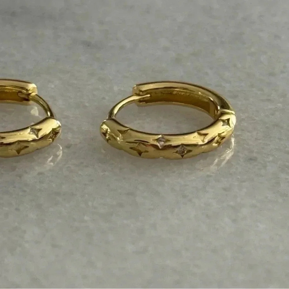 COPY - Gold Crystal Star Pave Huggie Hoop Earrings 

Brand New - Picture 2 of 5